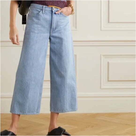 Frame Jean Le Italien Wide Crop Light Wash Hgih Rise Jeans - Picture 1 of 12